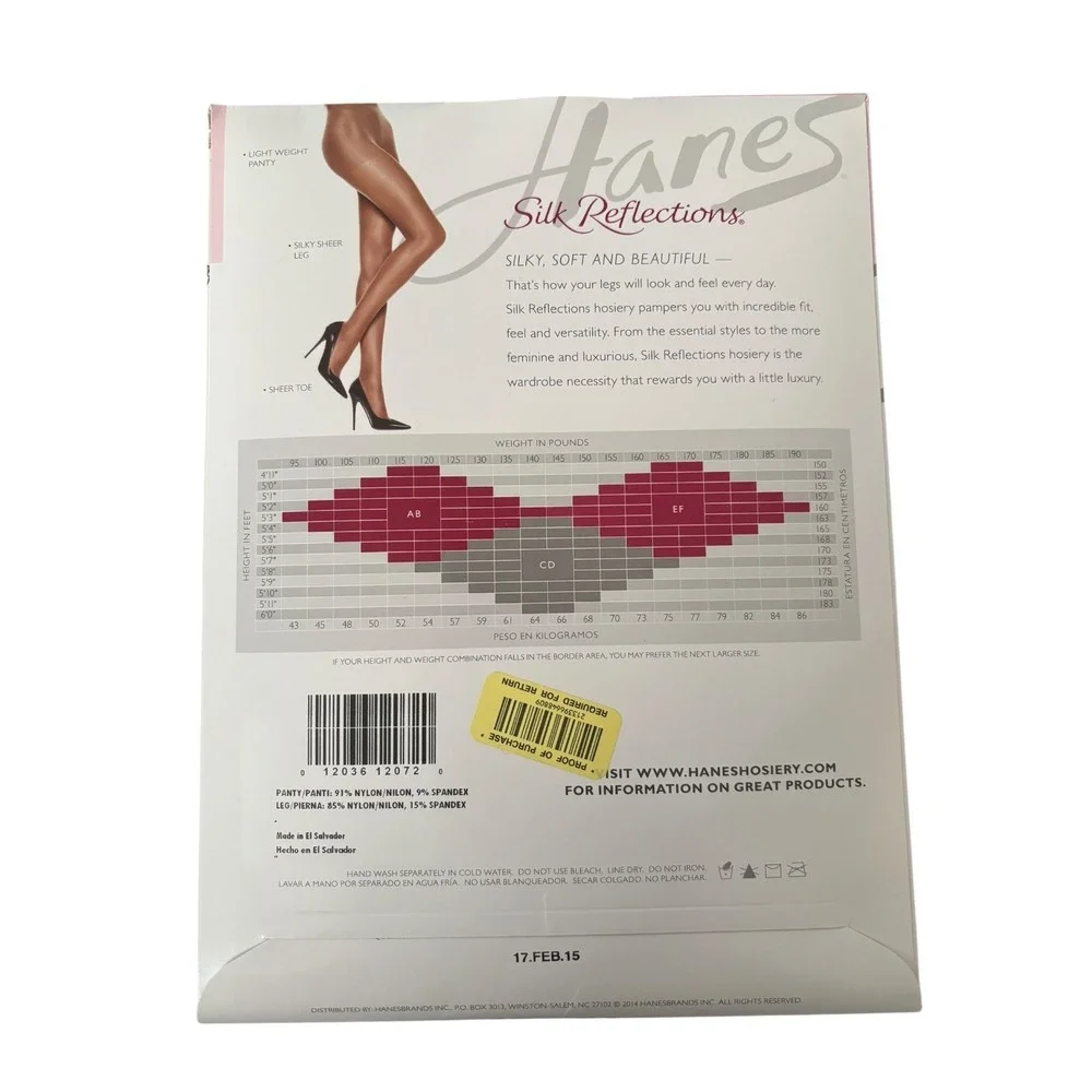 Hanes Silk Reflections Silky Sheer Pantyhose Tights Little Color AB‎ New